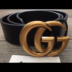 New GG Logo Black belt with Gold Buckle
